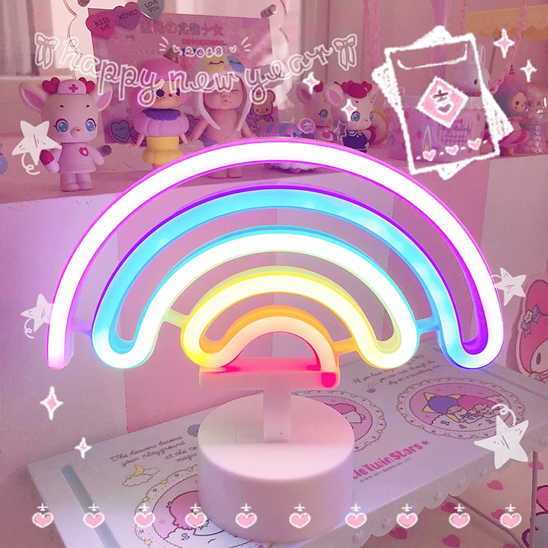 

Rainbow Unicorn Neon Led Night Lamp Girls Bedroom Warm Night Light Room Decoration 3d Acrylic Table Desk Lamp Gifts