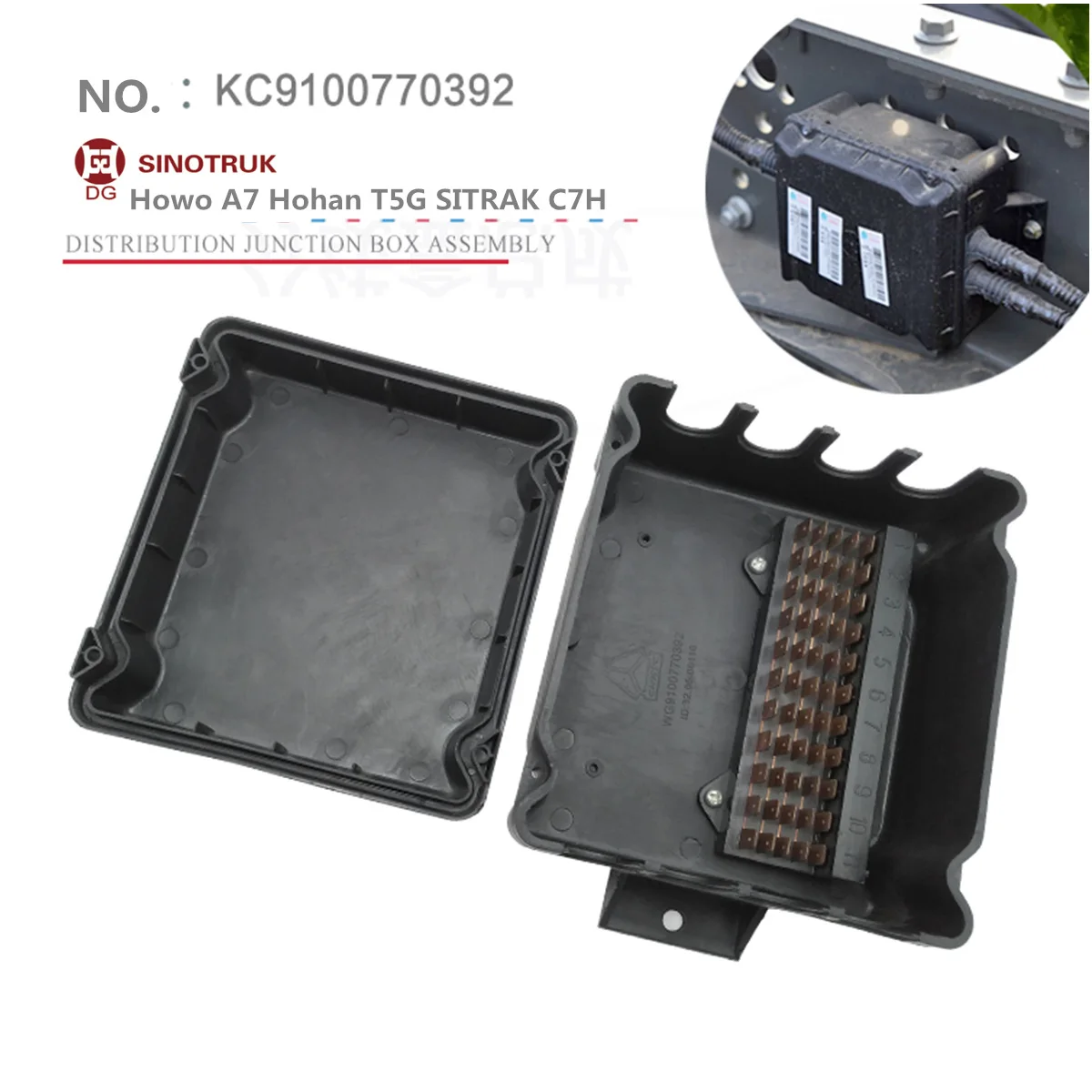 

KC9100770392 Distribution Junction Box For Sinotruk Howo A7 Hohan T5G SITRAK C7H Frame Over-power Box Rear Tail Light