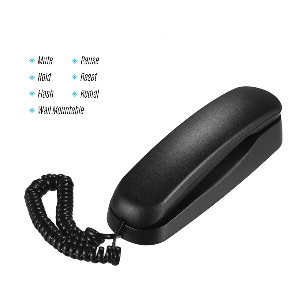 

Mini Desktop Corded Landline Phone Fixed Telephone Wall Mountable for Home Hotel Office Bank Call Center Supports Mute and so on