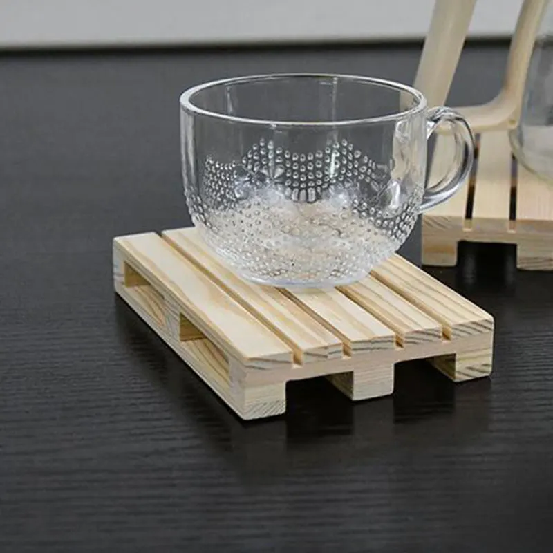 

Mini Wooden Pallet Beverage Coasters For Hot And Cold Drinks Wood Pallet Pot Cushion Craft Decoration