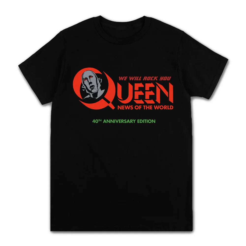 

We Will Rock You Freddie Mercury Retro Classic T-shirt Harajuku Casual Queen Band Loose Tops Vintage New Men Shirts Clothing Tee