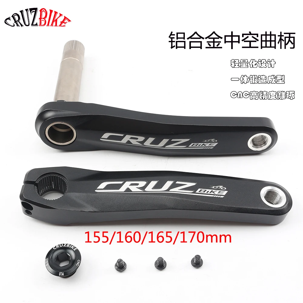 CRUZbike MTB Mountain Bike Crankset GXP Bicycle Crank 160mm/170mm/175mm Black Aluminum Alloy with Bottom Bracket