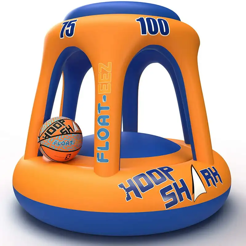 

Swimming Pool Basketball Hoop Set by FLOAT-EEZ - 2020 Edition - Inflatable Hoop with Ball Included - Perfect for Competitive Wat