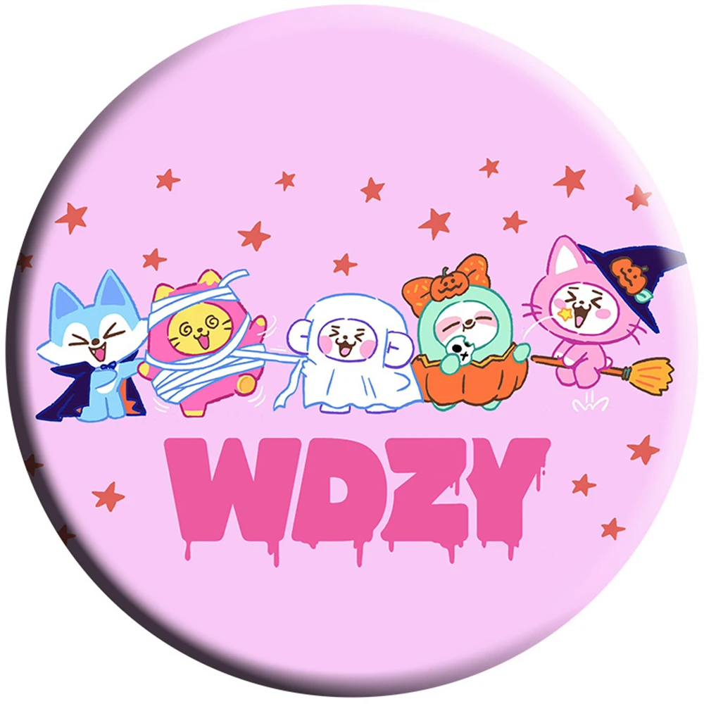 KPOP ITZY MDZY мультяшный круглый жестяной значок брошь с зеркальной подвеской брелок