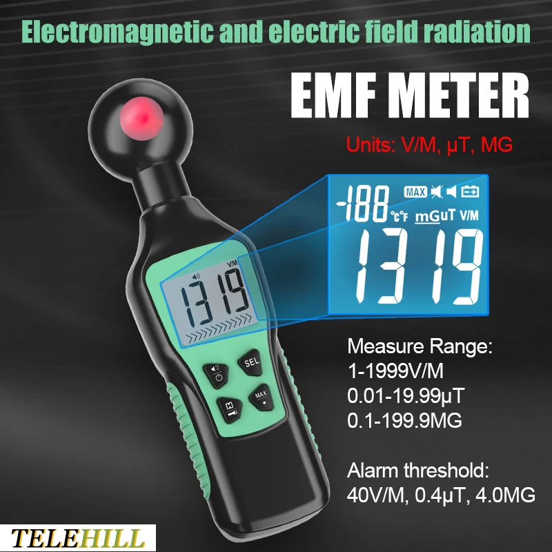 

High-precision Electromagnetic/Electric Field Radiation Detector EMF Meter Ghost Hunting Detect Portable Magnetic Field Tester