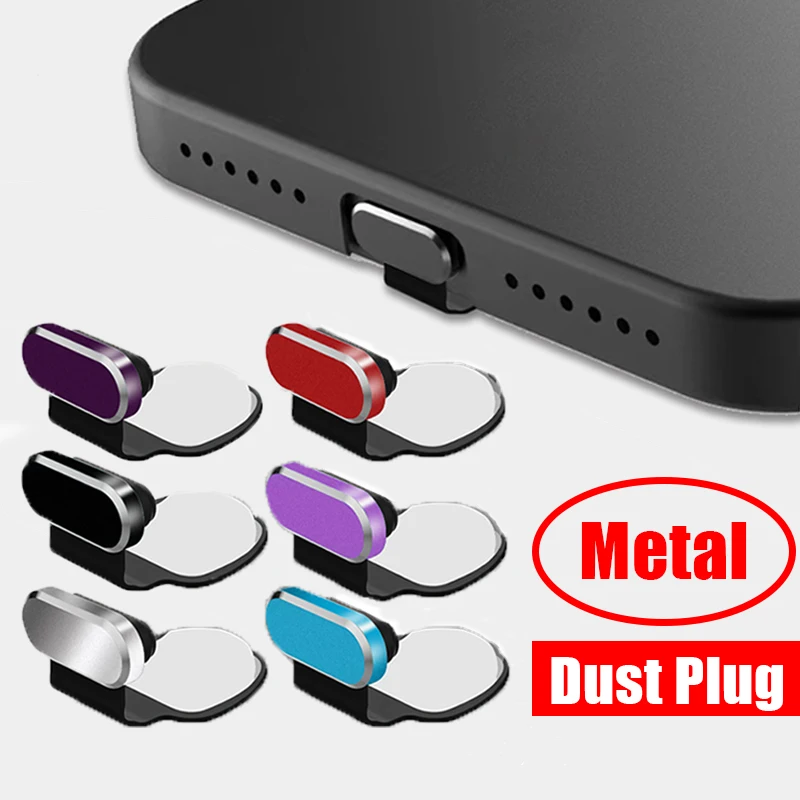 

Aluminum Alloy Anti-Dust Dirt Plug Type-C Dust Plug Silicone Colored Metal Charging Port Protector Cover Phone Accessories