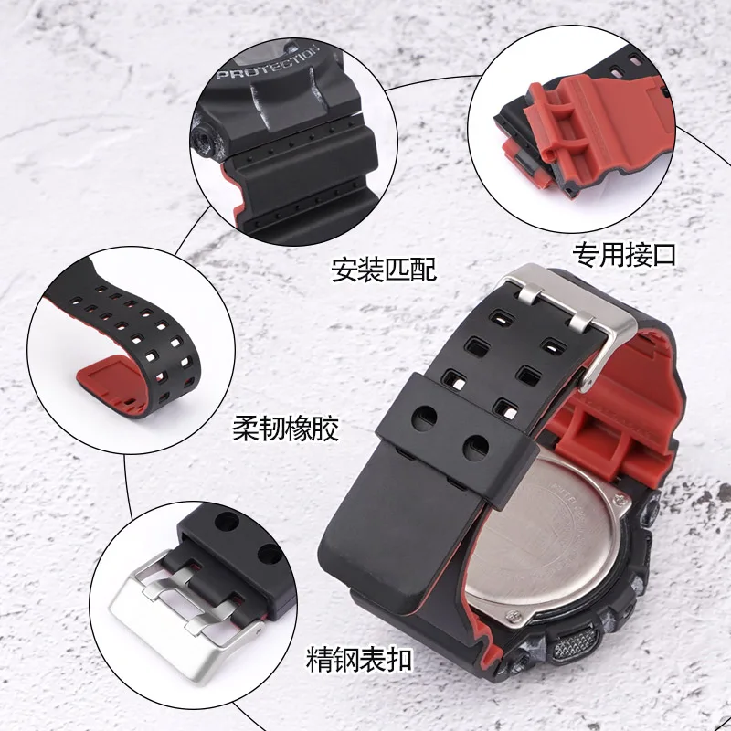 High Quality Watchband for Casio G-Shock GA-110 GA-100 GD-100 G-8900 Sport Resin Waterproof Replacement Bracelet Strap 16mm