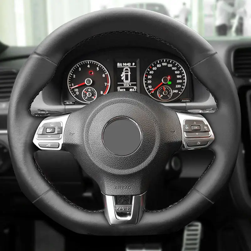 Черная искусственная кожаная отделка из микрофибры для VW Golf 6 MK6 GTI 2009-2014 Polo Passat CC