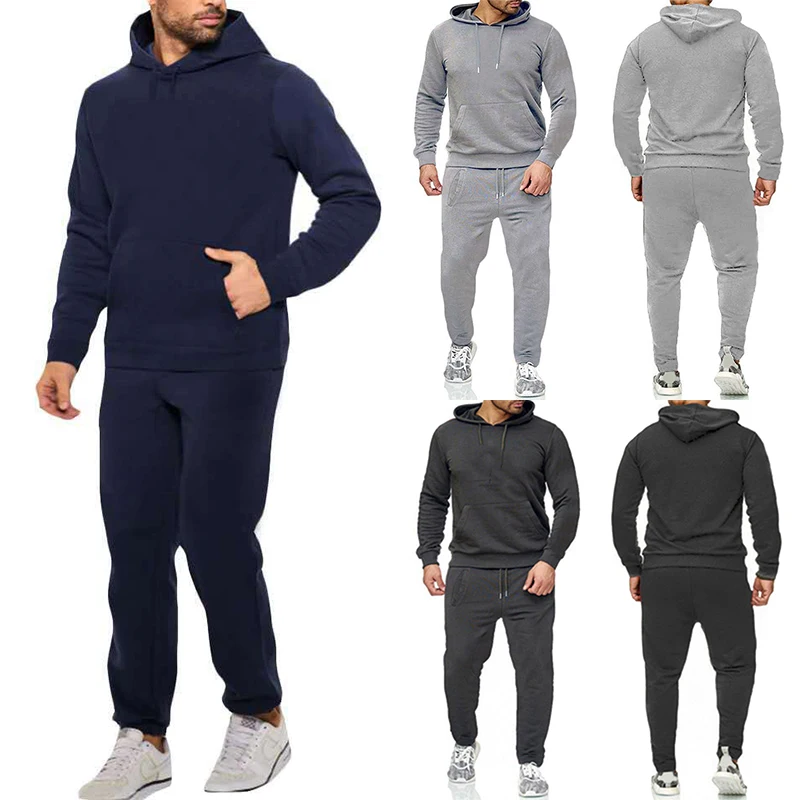 Men 2 Piece/Set Sweatshirt + Sweatpants 2022 Spring Autumn Casual Streetwear Tracksuit Set Hoodie Trousers Men Clothing