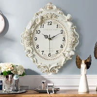 european style cupid decoration wall clock beige living room silent clock creative bedroom wall clock american quartz timepiece