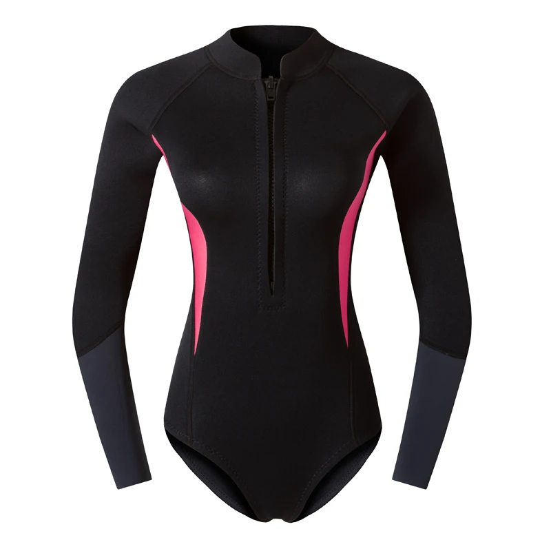 Women's Shorty Wetsuit One Piece Long Sleeve Front Zip 2mm Neoprene