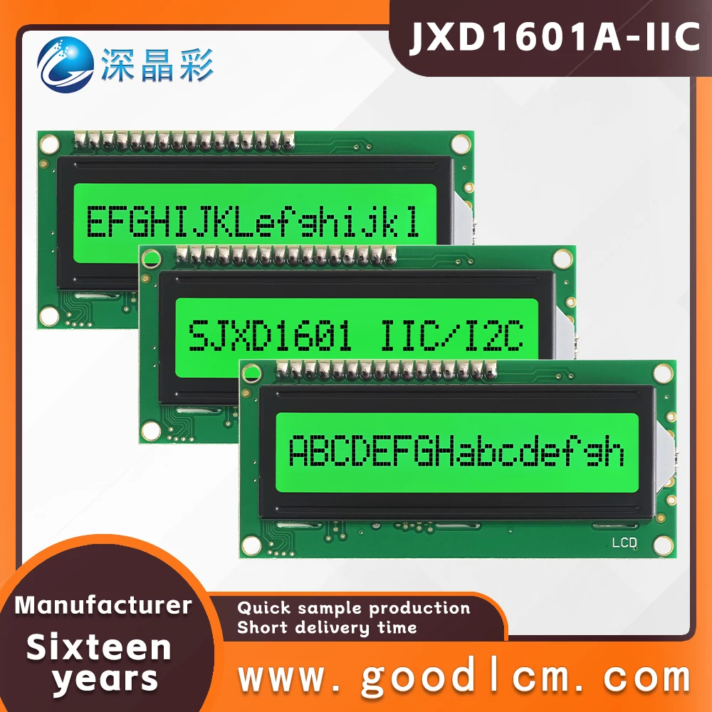 Отличный интерфейс IIC/I2C 16*1 линейный символьный экран JXD1601A-IIC 1601 STN зеленый