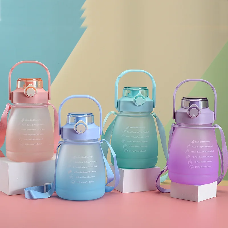 

1PC Big Belly Straw Cup Plastic Cup Student Children's Water Cup High Appearance Large Capacity Kettle Portable