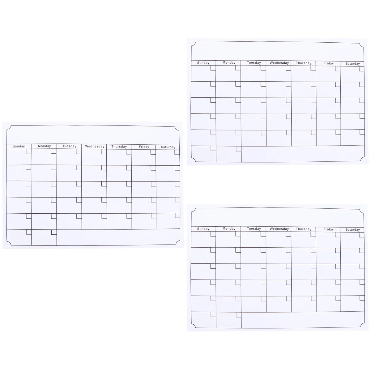 

3pcs Erasable Magnetic Whiteboard Calendar Efficient Plan Sticker Creative Message Board for Refrigerator (White Grid 40x30cm)