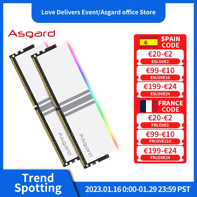 Оперативная память Asgard RGB DDR4 8 ГБ 16 x2 3200 МГц 3600 Valkyrie V5 Series Полярный - Цена: 7650.34