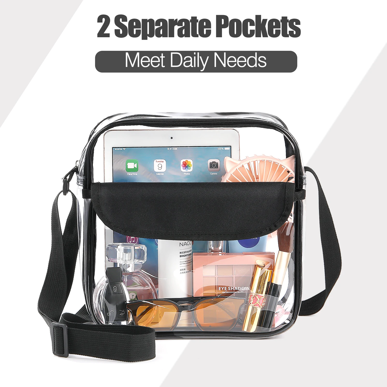 New Women PVC Clear Crossbody Bags Stadium Approved Transparent Shoulder Handbags PVC Harajuku Purses Phone Bag