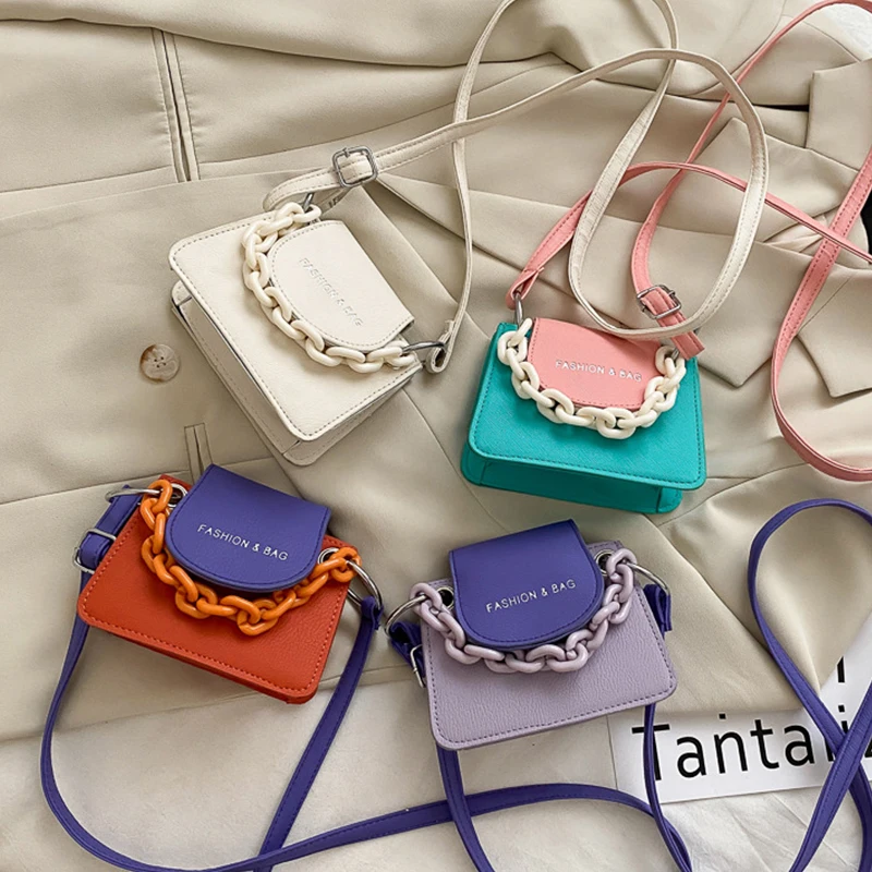 Fashion Ladies Small Bag for Women Mini Crossbody Bag Female Acrylic Chain Contrast Color Shoulder Bags Luxury Designer Handbags