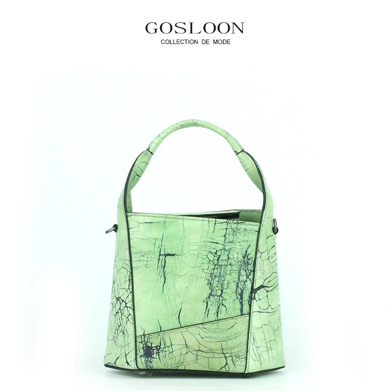

GOSLOON-X5 Smear Green Texture Shoulder Thick Leather Bag Leather New All-match Shoulder Handbag Original Luxury Brand
