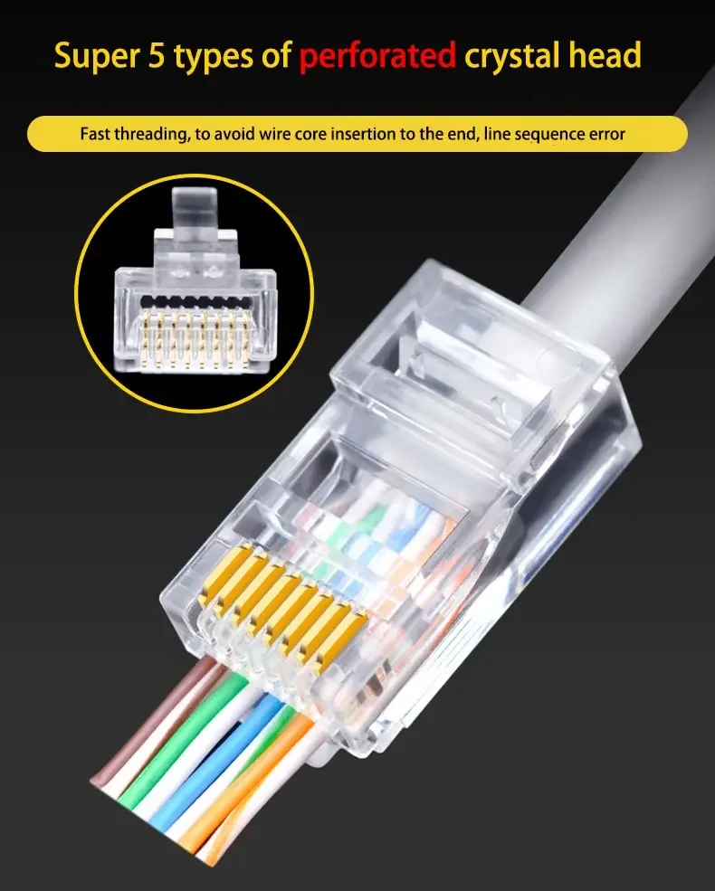 100 шт. соединитель RJ45 разъем Cat6 сетевой неэкранированный кабель с