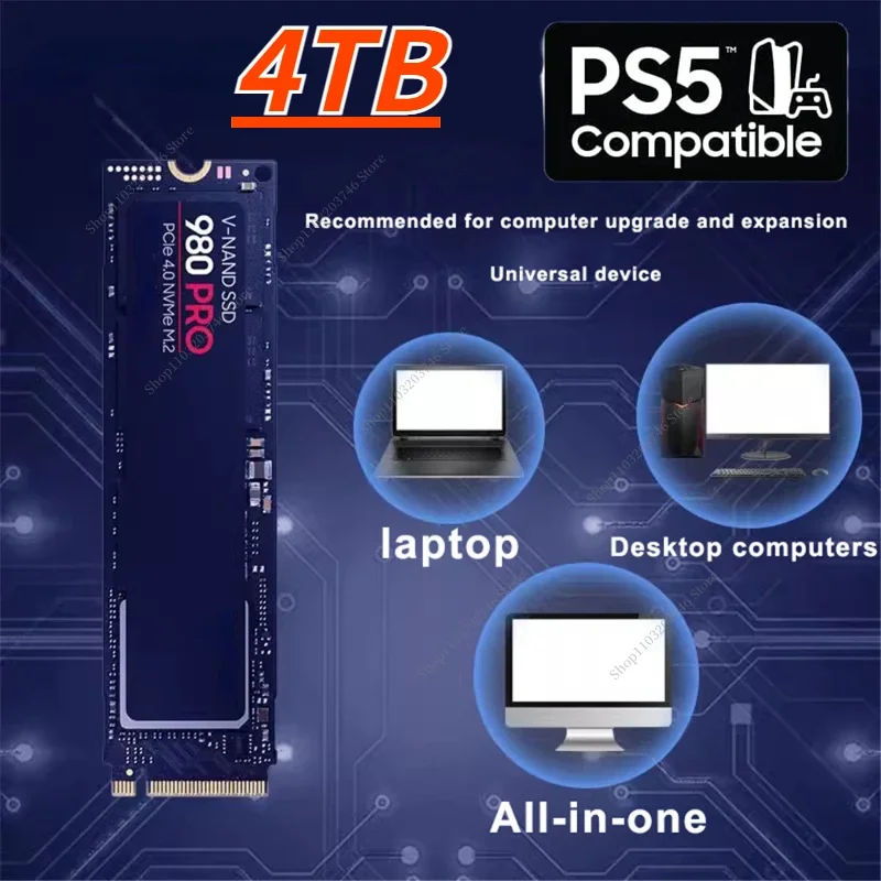 

100% Original Brand SSD M.2 2280 980 PRO 1TB 2TB 4TB NVMe 2.0 PCIE 4.0x4 Internal Solid State Drive for Laptop PS5 PlayStation 5