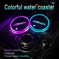 7 colors led luminous coasters cup holder for mazda atenza 2014 2018 2020 2021 car logo auto accessories 2 pcs atmosphere light