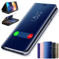 for readmi 9c nfc case smart mirror flip phone covers for xiaomi redmi 9c nfs 9a 9t 9 c a t redmi9c redmi9a magnetic stand coque