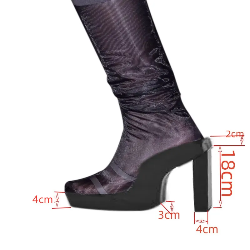Обувь SHOFOO сексуальные женские эластичные сапоги на высоком каблуке. Сетчатая