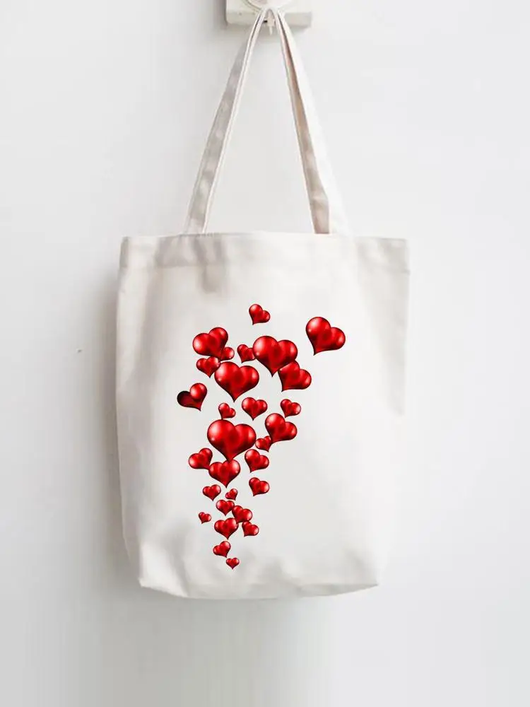 

Love Heart Cute 90s Women Print Shopper Handbags Female Shoulder Fashion Casual Shopping Girls Graphic Canvas Tote Bag