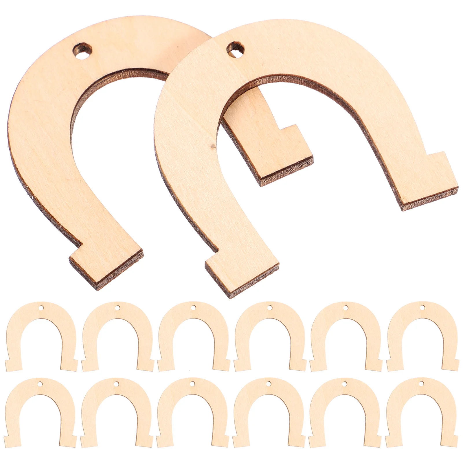 

20 Pcs Kindergarten DIY Craft Accessory Blank Wooden Slices Horseshoe Chips Kids Suits Christmas Cutouts Child Decor