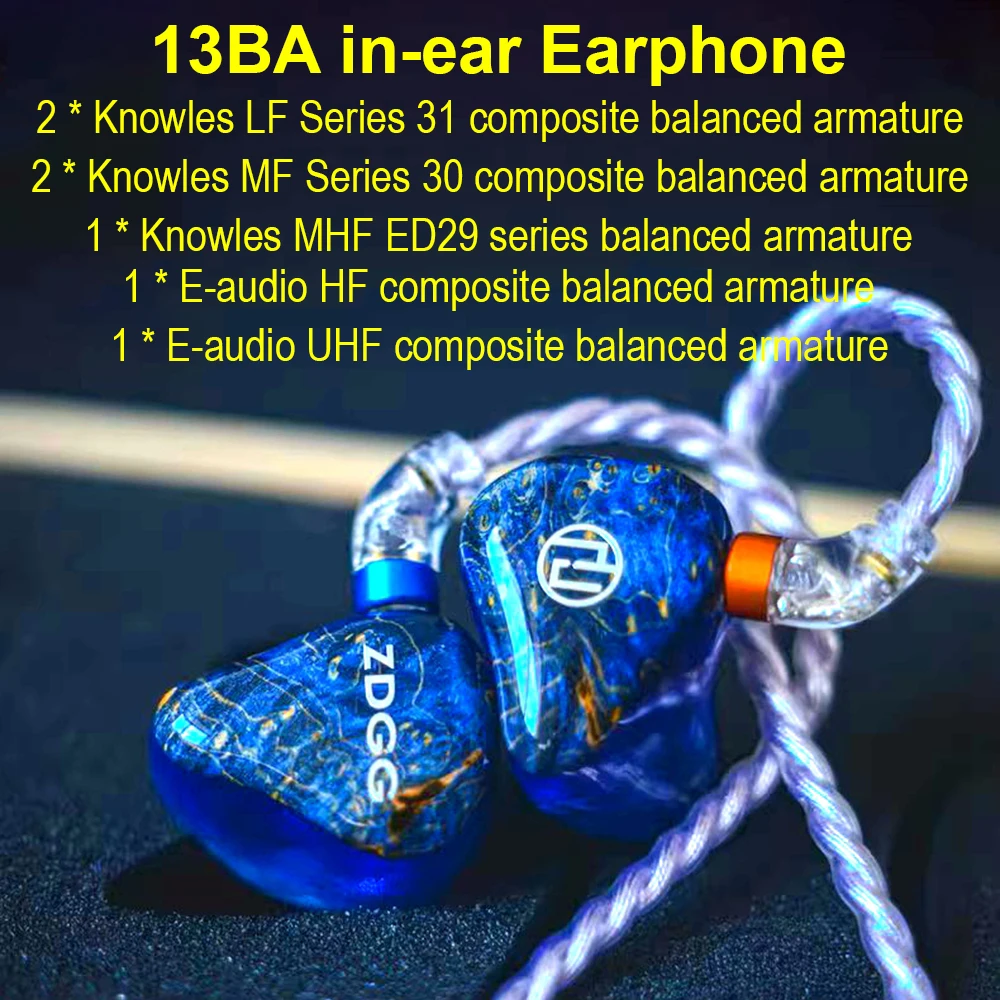 Фото 26 Drivers IEMs Earphones in Ear Monitor Earbuds Hifi Wired Headphones 13 Balanced Armature ZDGG Earphone 2pin Detachable Cable №1