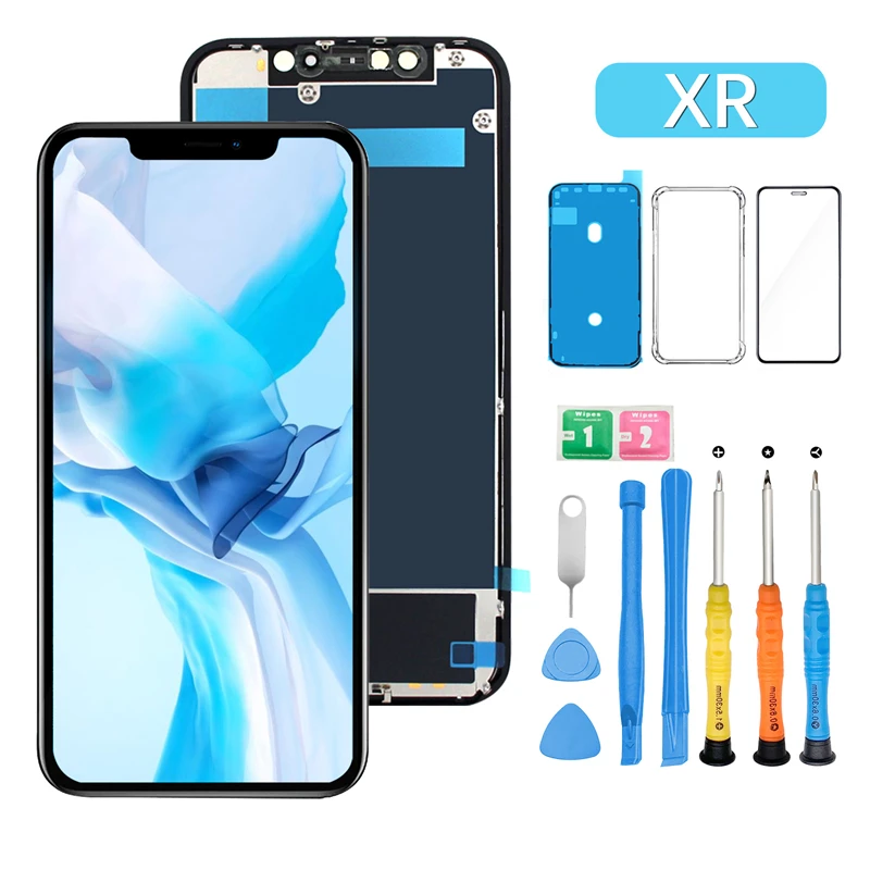 

100% Tested LCD Display For iPhone XR Touch Screen Replacement No Dead Pixel +Tempered Glass + Case + Tools