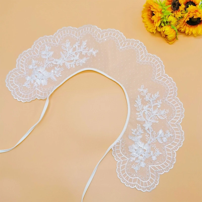 Кружевная вышивка цветы шаль искусственный воротник женская рубашка ложные