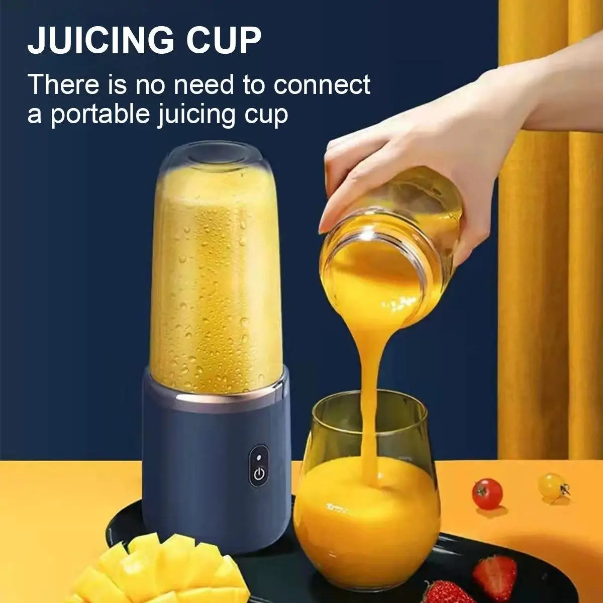 Portable Juicer 400ml Juicer Cup USB Cordless Blender Portable Blender Juicer 6 Blades Smoothie Ice Maker