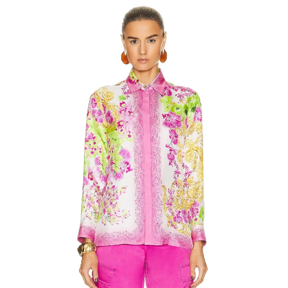

2023 women's fashion shirt satin 3D print loose casual women's shirt Y2K clothes new fashion high quality cardigan Traf bra
