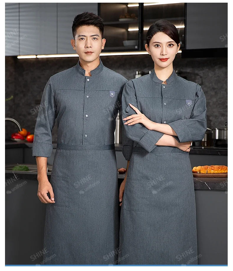 Мужская куртка шеф-повара с фартуком и длинным рукавом