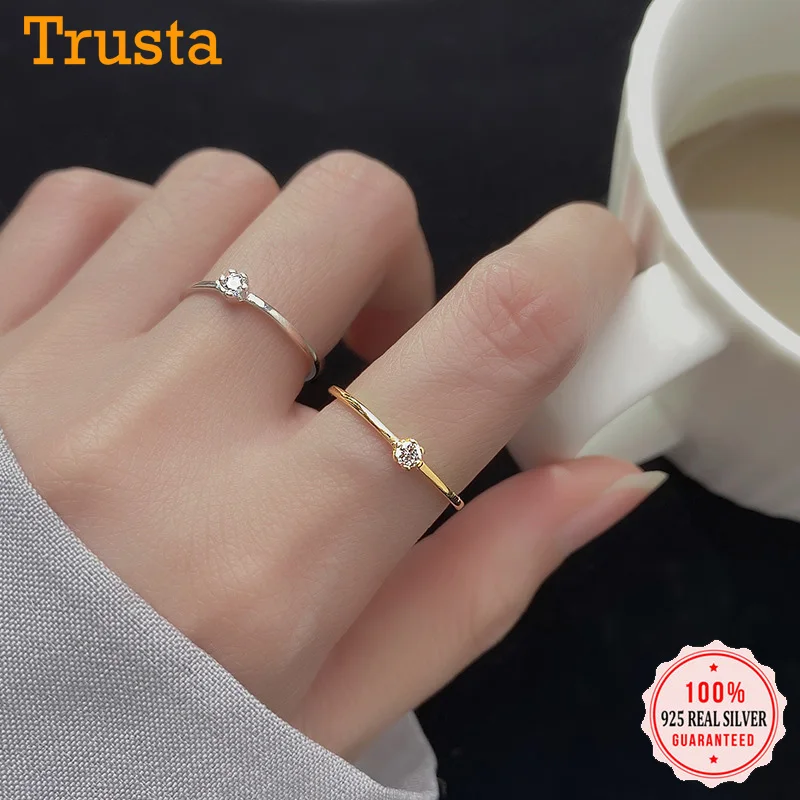 

Trustdavis Genuine 925 Sterling Silver Simple Lovely Delicate Dazzling CZ Finger Ring For Women Gilr Silver 925 Jewelry DA975