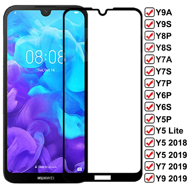 

9D Tempered Glass For Huawei Y5 Lite Y7 Y9 Prime 2018 2019 Screen Film Y5P Y7A Y7P Y7S Y8P Y8S Y9A Y9S Y6P Y6S Protective Glass