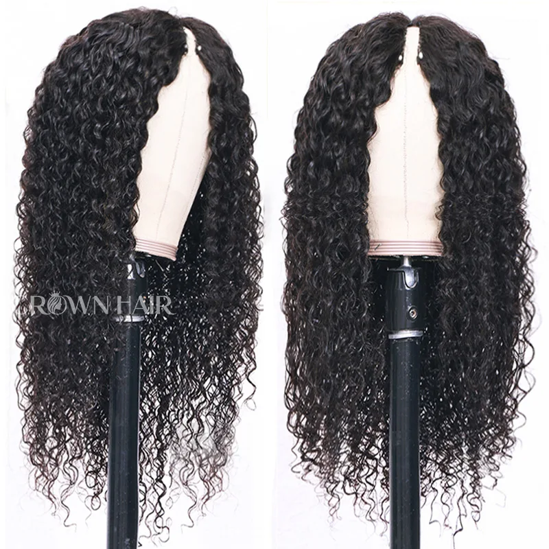 V Part Wig Human Hair No Leave Out Brazilian Deep Wave Human Hair Wigs for Women Deep Curly Wigs Glueless Virgin 180% Density images - 6