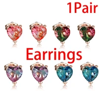 delysia king women trendy heart shaped multicolor ear stud high grade crystal bridal earrings for wedding
