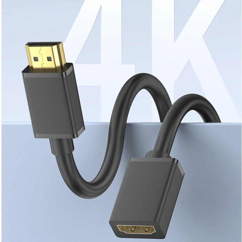 Фото Удлинительный кабель HDMI 4K (штекер-гнездо) из ПВХ, 1 м, 2 м, черный, для монитора, телевизора, проектора, игровой консоли, кабель Micro 0,3 м №1