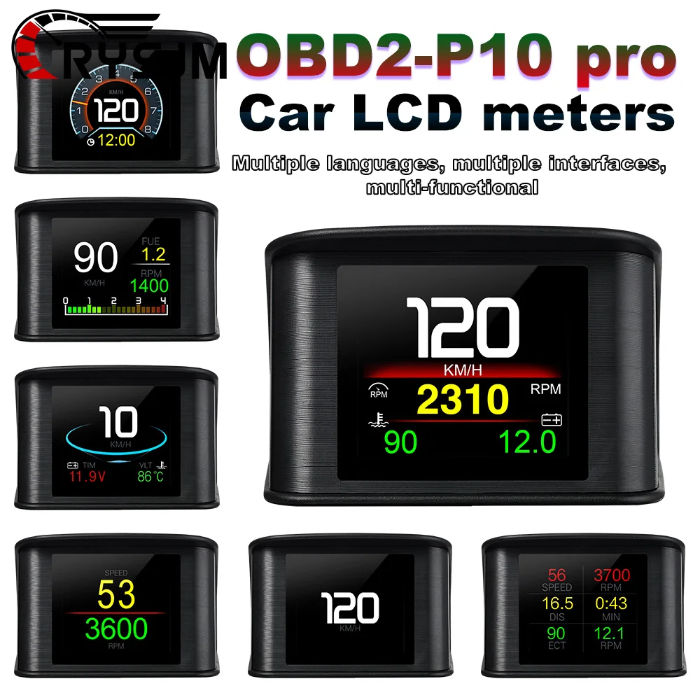 Новый HUD P10 PRO OBD OBD2 проекционный дисплей цифровой ЖК-спидометр бортовой компьютер