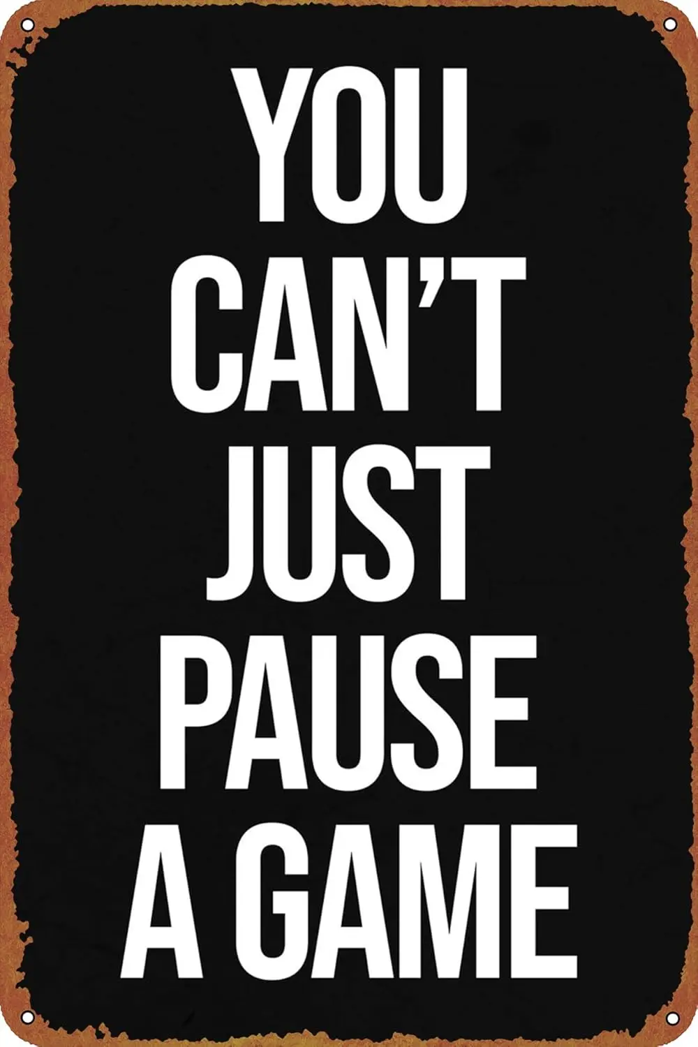 Пауза Плакат Vdeo Game Металл Sgn Vntage Настенная табличка Декор 8x12 nch