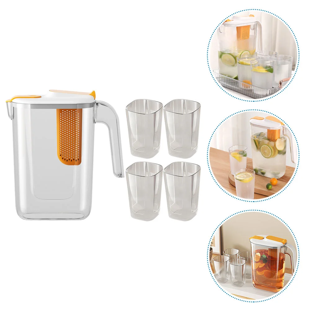

1 Set of Large Capacity Tea Kettle Kitchen Water Container Fruit Tea Pitcher Water Pitcher with Cups