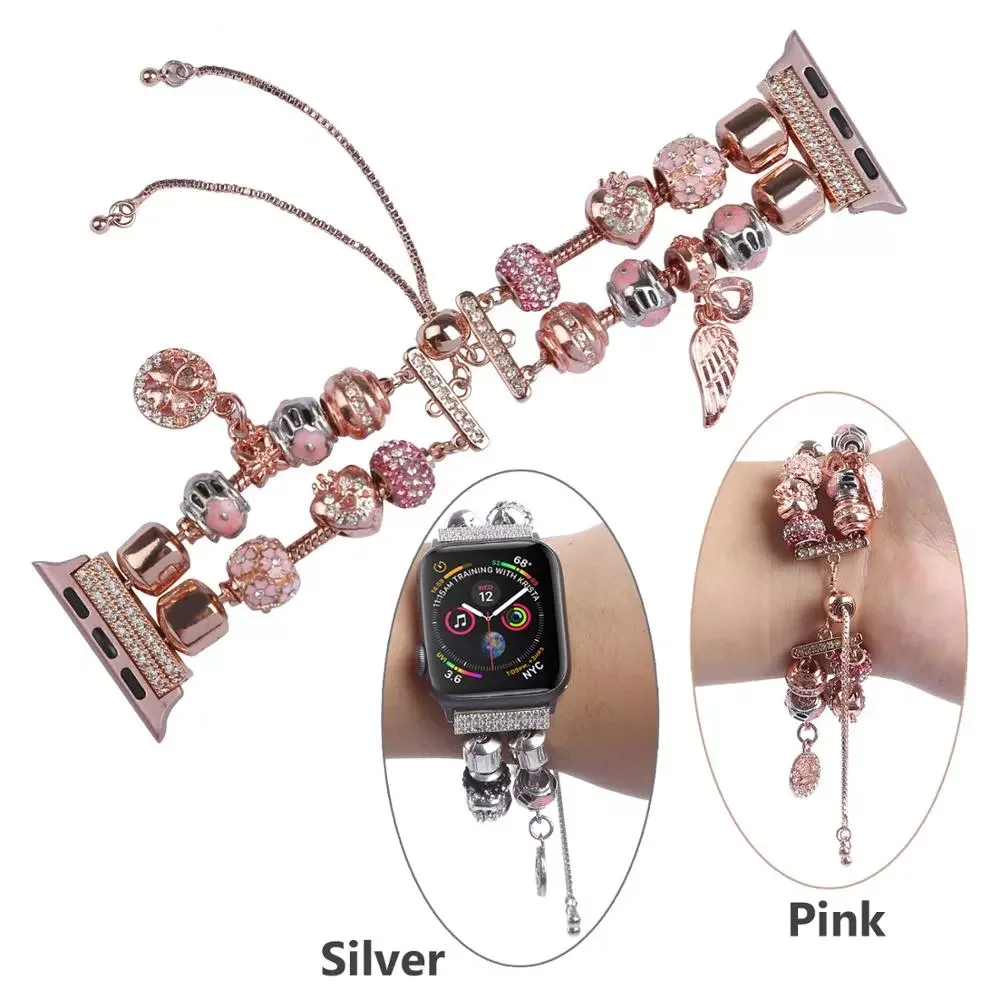 

NEW Bling Strap Watch Band 45mm 41mm 40mm Watchband DIY Manual Charm Bracelet Series 7 6 38mm 42mm Strap Wristband