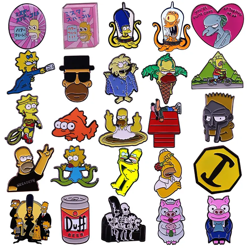 The Simpsons Homer TV Anime Lapel Pins Backpack Jeans Enamel Brooch Pin Women Fashion Jewelry Gifts Cartoon Badges