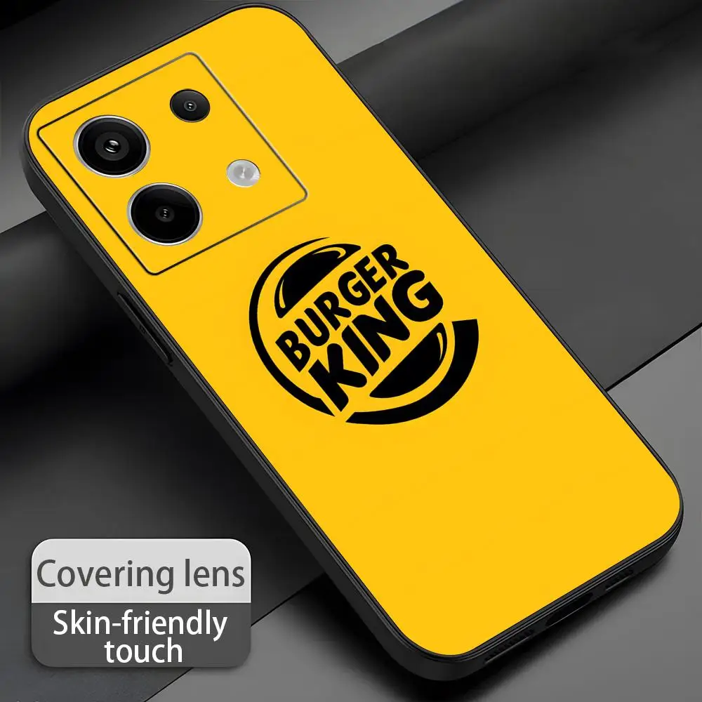 Фото Модный чехол для телефона Burger King для Redmi Note 17 15 14 13 12 11 Pro Plus S 5G, мягкий черный чехол для телефона. №2