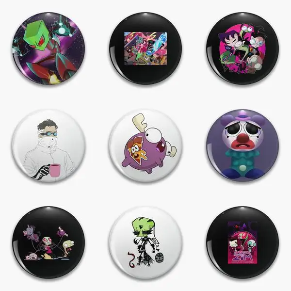 Фото Florpus Invader Zim Irken Logo увидеть танцующую гирлянду Oww мой Сжимаемый мягкий кнопочный штифт Настраиваемые ювелирные изделия Забавный мультяшный подарок металл №2