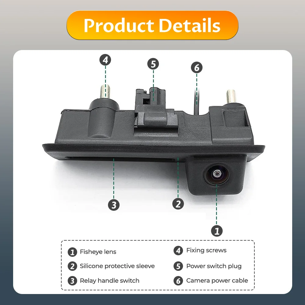 HD AHD 1080P Автомобильная камера заднего вида с ручкой багажника для VW Passat B5 CC EOS Golf