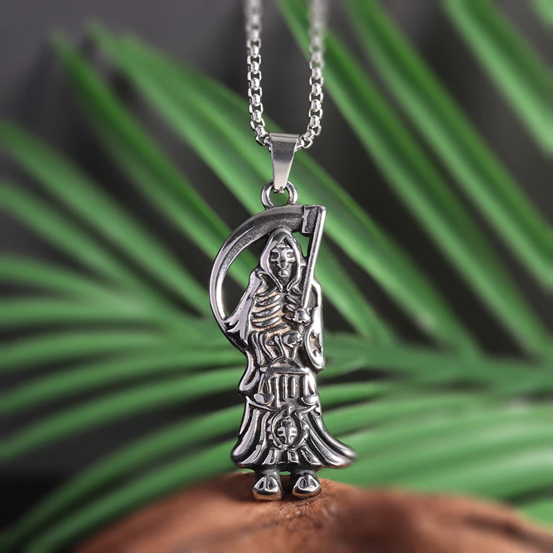 Панк-демон смерти Scythe подвеска жуткая из нержавеющей стали ожерелье для мужчин женщин мотоцикл рок готика Хэллоуин Ювелирные изделия Подарки