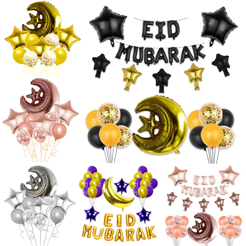 

Блестящие воздушные шары из алюминиевой фольги, мусульманское событие, товары для вечеринки, звезда, луна, воздушный шар, блестящее освещен...